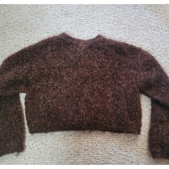 Vintage Antropologie Sweater Size Medium Cardigan Mohair Wool  Cropped Y2K Fuzzy - Picture 4 of 10